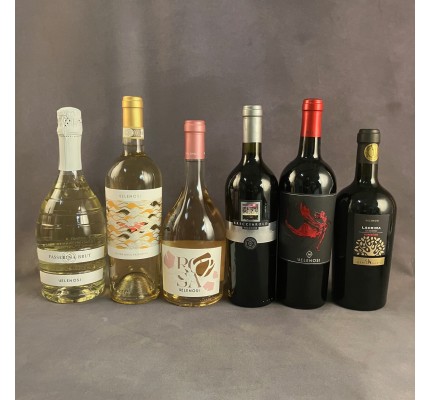 Italiensk smagekasse Velenosi - Bobler, hvid-/rødvin, rosé